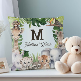 Blue Forest dieren gepersonaliseerde baby jongen n Kussen