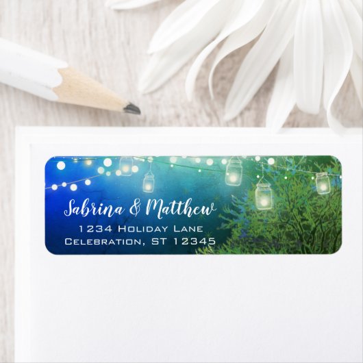 Blue Forest Mason Jar Lights Return-adres Etiket (Insitu)