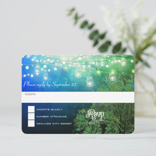 Blue Forest Mason Jar String of Lights RSVP (Staand voorkant)