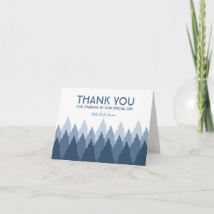 Blue Forest Range Woodland bruiloft Bedankkaart