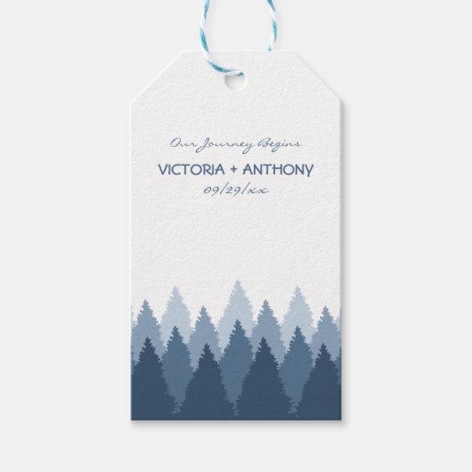 Blue Forest Range Woodland bruiloft Cadeaulabel (Voorkant)