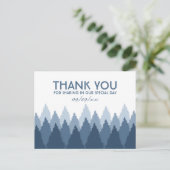 Blue Forest Range Woodland bruiloft dank u Briefkaart (Staand voorkant)