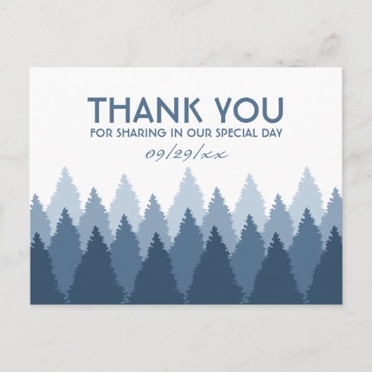 Blue Forest Range Woodland bruiloft dank u Briefkaart (Voorkant)