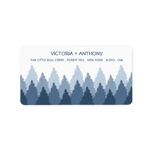 Blue Forest Range Woodland bruiloft Etiket (Voorkant)