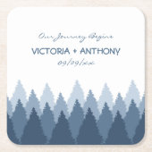 Blue Forest Range Woodland bruiloft Kartonnen Onderzetters (Voorkant)