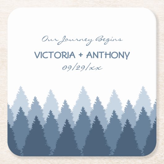 Blue Forest Range Woodland bruiloft Kartonnen Onderzetters (Voorkant)