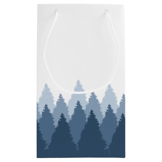 Blue Forest Range Woodland bruiloft Klein Cadeauzakje (Achterkant)
