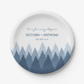 Blue Forest Range Woodland bruiloft Papieren Bordje (Voorkant)