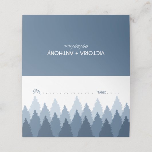 Blue Forest Range Woodland bruiloft Plaatskaartje (Buitenkant ongevouwen)
