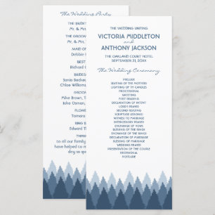 Blue Forest Range Woodland bruiloft Programmakaart