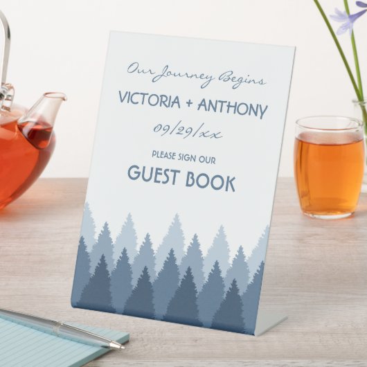 Blue Forest Range Woodland bruiloft Reclamebord Met Voetstuk (Insitu)