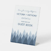 Blue Forest Range Woodland bruiloft Reclamebord Met Voetstuk (Voorkant)