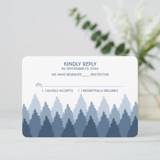 Blue Forest Range Woodland bruiloft RSVP (Staand voorkant)