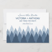 Blue Forest Range Woodland Bruiloft Save the Date (Voorkant)