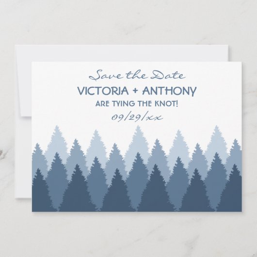 Blue Forest Range Woodland Bruiloft Save the Date (Voorkant)