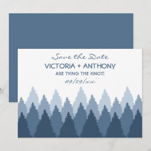 Blue Forest Range Woodland Bruiloft Save the Date