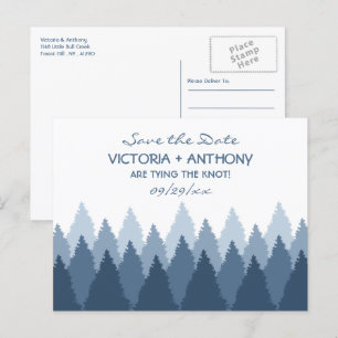 Blue Forest Range Woodland Bruiloft Save the Date Briefkaart