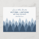 Blue Forest Range Woodland Bruiloft Save the Date Briefkaart (Voorkant)