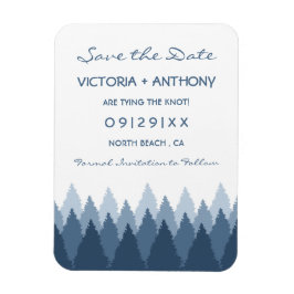 Blue Forest Range Woodland Bruiloft Save the Date Magneet