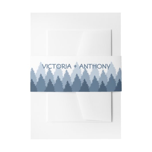 Blue Forest Range Woodland bruiloft Uitnodigingen Wikkel (Voorkant Voorbeeld)