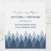 Blue Forest Range Woodland bruiloft Wijn Etiket (Enkel label)