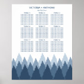Blue Forest Range Woodland bruiloft zitplaatsen ka Poster (Voorkant)