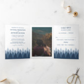 Blue Forest Range Woodland Wedding Suite Drieluik Uitnodiging (Binnen)