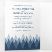 Blue Forest Range Woodland Wedding Suite Drieluik Uitnodiging (Binnenzijde eerst)