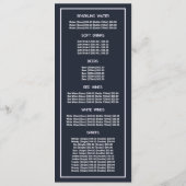 Blue Forest, Restaurant Slimline Menu (Achterkant)