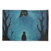 Blue Forest Silhouette Lonely Figure in Shadow  Kussensloop (Achterkant)