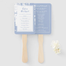 Blue Forest Wedding Ceremony Program Set of Fans