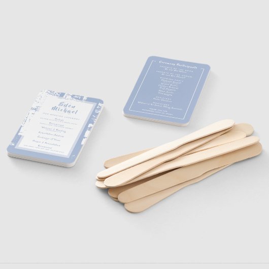Blue Forest Wedding Ceremony Program Set of Fans Handwaaier (Niet-gemonteerd)