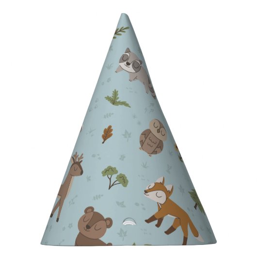 Blue Forest Woodland Critters Genderneutraal Feesthoedjes (Rechts)