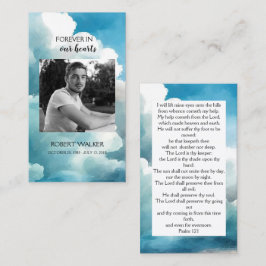 Blue Forever in Our Hearts Funeral Prayer Kaart Contactkaartje
