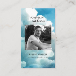 Blue Forever in Our Hearts Funeral Prayer Kaart Contactkaartje