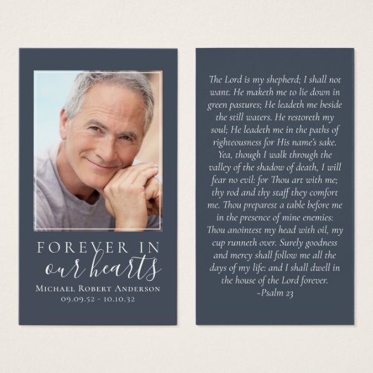 Blue Forever in Our Hearts Memorial Kaart (Voorkant /achterkant)
