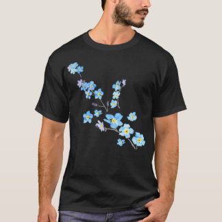 Blue Forget Me Niet Waterverf Schilderen T-shirt