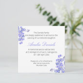 Blue Forget-me-not Begrafenis Aankondiging Kaart (Staand voorkant)