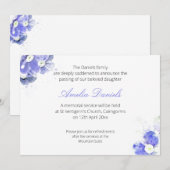 Blue Forget-me-not Begrafenis Aankondiging Kaart (Voorkant / Achterkant)