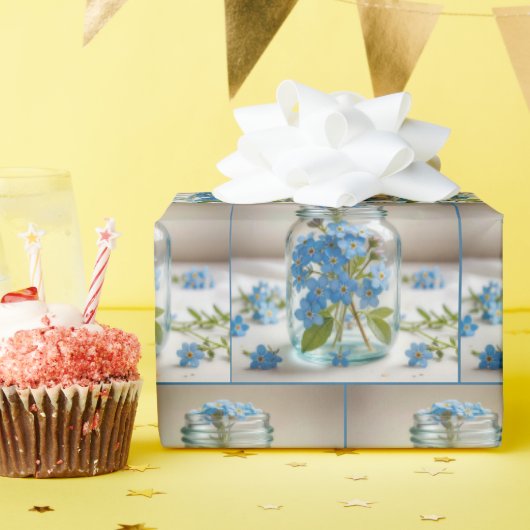 Blue Forget-me-not Bloemen in een pot Cadeaupapier (Verjaardagsfeest)