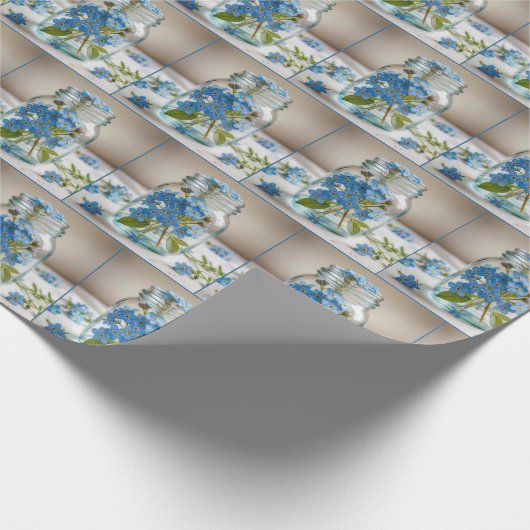 Blue Forget-me-not Bloemen in een pot Cadeaupapier (Hoek)