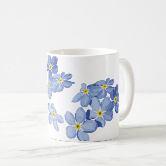 Blue Forget-Me-Not Floral Ceramic Mug Koffiemok (Voorkant rechts)