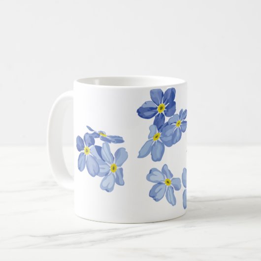 Blue Forget-Me-Not Floral Ceramic Mug Koffiemok (Voorkant links)