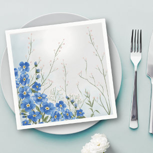 Blue Forget Me Not Floral Spring Baby shower Servet