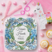 Blue Forget Me Not Flowers begrafenis Papieren Bordje (Feest)