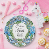 Blue Forget Me Not Flowers begrafenis Papieren Bordje (Feest)