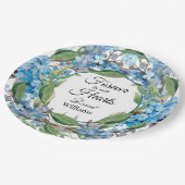 Blue Forget Me Not Flowers begrafenis Papieren Bordje (Gekanteld)