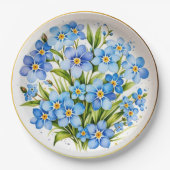 Blue Forget Me Not Flowers Elegant Papieren Bordje (Voorkant)