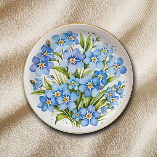 Blue Forget Me Not Flowers Elegant Papieren Bordje