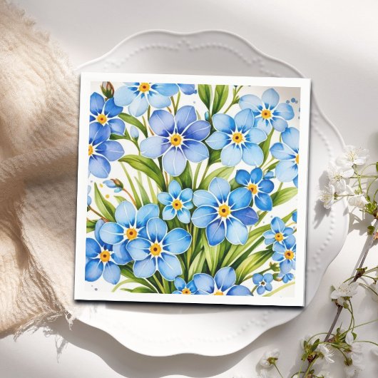 Blue Forget Me Not Flowers Elegant Servet